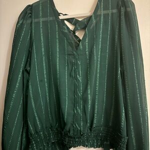 Size L Women’s Boutique Blouse .  Sheer green and beautiful